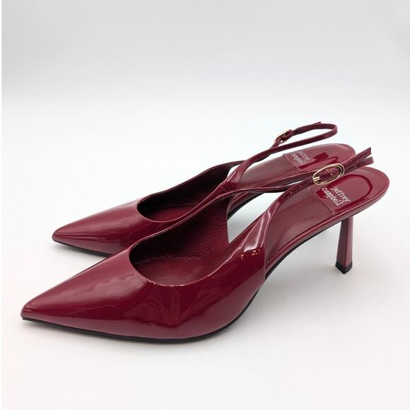Jeffrey Campbell Patent Leather Slingback Pointed Toe Heel Maroon Women's US8 - Picture 1 of 10